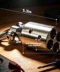 Real Deal Heavy Duty Wire Pulling Grip Four Slot Cable Puller Tool With Four Thousand Pound Capacity For Pro Electrical Conduit Runs and Underground Wiring Jobs Across The Nation showing dimensions on a wooden surface.