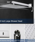 Ultimate Rain Shower System With Dual Heads, Ceiling Mounted High Pressure Flow, Chrome 12 Inch Showerhead And Handheld, Includes Rough In Valve Body And Trim, Spa Grade Upgrade For Modern Bathrooms with 360 swivel connection