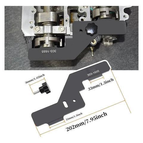 Hella Durable Camshaft Alignment Timing Kit Plus Balance Shaft Preload Tool for Ford 2.0 2.3 liter engines, showing tool dimensions.