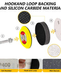 All In One 192 Pack Wet Dry Sanding Discs Kit For Rotary Tools With 3 Inch And 2 Inch Discs, showcasing hook and loop backing.