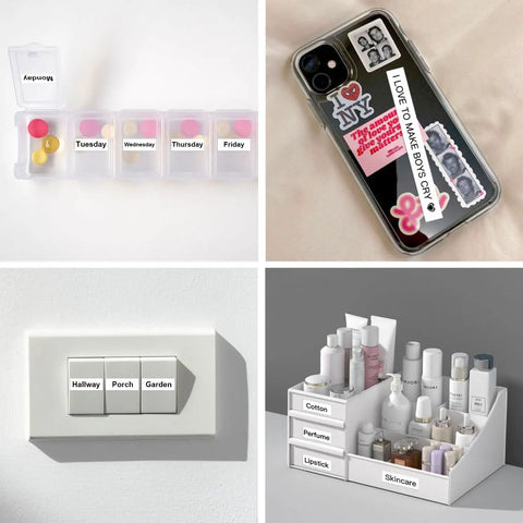 Slick Wireless Bluetooth Label Maker Machine With Three Self Adhesive Tapes And Portable Green Thermal Printer Kit for organizing daily items.