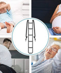 Adjustable Bedside Sit Up Aid With Rail Assist And Straps Senior Bed Safety Ladder in use by diverse individuals