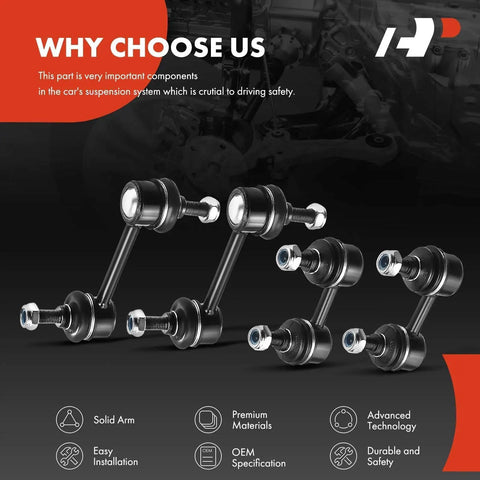 Set Of 4 Front And Rear Sway Bar Links Kit For Toyota Corolla 1993 To 2002 Celica 1994 To 1999 Prizm 1998 To 2002 displayed on black