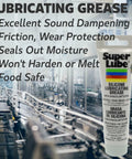 Front view of Super Lube silicone lubricating grease with PTFE, 3 oz tube, translucent white
