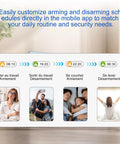 Mobile app interface for Wireless Home Security Alarm System Kit With 4G LTE And WiFi showing daily routine customization.