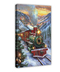 Festive Steam Train Wall Art Print Featuring A Red And Green Locomotive In Snow, Magical Winter Christmas Poster For Living Room