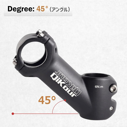 Lightweight 31.8mm Bike Stem 90mm, 0 To 45 Degree Adjustable Riser For BMX MTB Road Mountain Bikes, black alloy side view