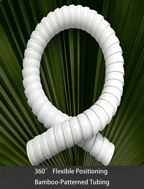 Flexible Soldering Smoke Absorber Arm With Mount For 360 Degree Rotation And Precise Fume Capture coiled in bamboo pattern on leaf.