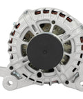 Straight Up Heavy Duty Alternator For Nissan Rogue 2014 To 2018, 120 Amp, silver with black fan, CW rotation SC6 pulley design.