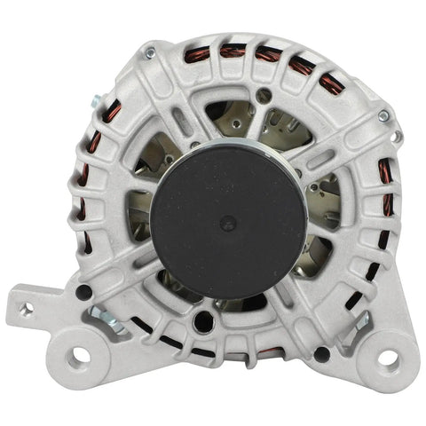 Straight Up Heavy Duty Alternator For Nissan Rogue 2014 To 2018, 120 Amp, silver with black fan, CW rotation SC6 pulley design.