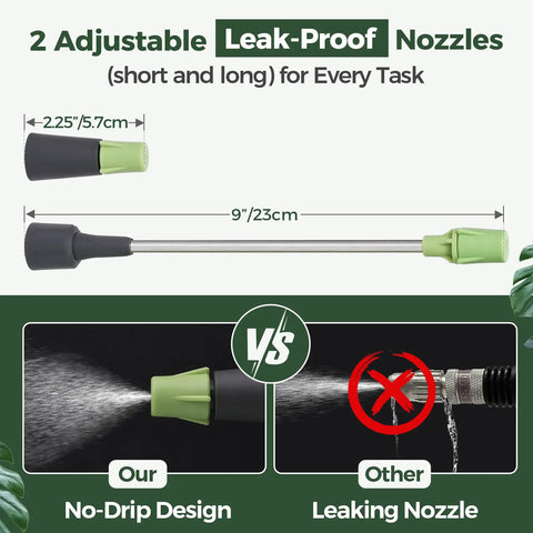 Image showing two adjustable leak-proof nozzles for the Hand Pump Sprayer 2L Garden Sprayer For Plants And Lawn Care.