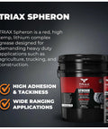 TRIAX Spheron heavy-duty red grease bucket and 14 oz tube; NLGI-2 lithium complex, high-temp.