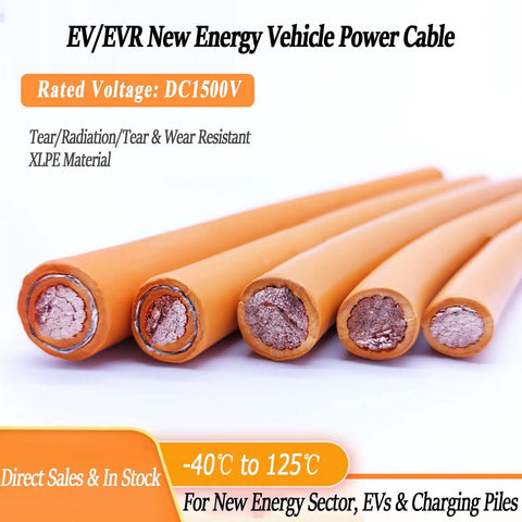 Heavy-Duty 32 Foot 1500V 18AWG EV High Voltage Cable With Flexible Oxygen-Free Copper And XLPE Insulation close-up view.