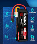 4S LiPo Battery 6500mAh 120C RC Battery Pack With TR Plug For Maxx X Maxx detailed view with specs and connectors