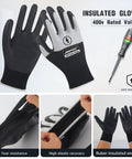 Pro Grade Insulated Electrician Gloves For 400V Work High Voltage Protection Flame Retardant Rubber Palm Non Slip Grip