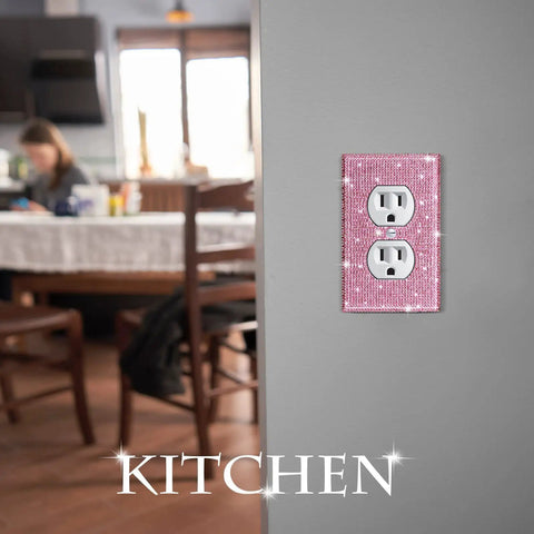 Pink Rhinestone Light Switch Covers Set of 4 Sparkly Wall Plate Covers For Standard Switch Plates Outlet Covers Bling Decor