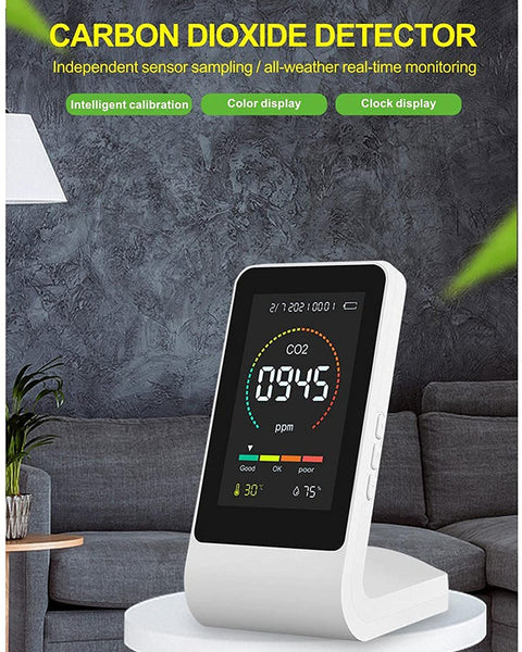 Real Time NDIR CO2 Detector For Your Home Office Infrared Carbon Dioxide Monitor With Temperature And Humidity Readouts Clock Display