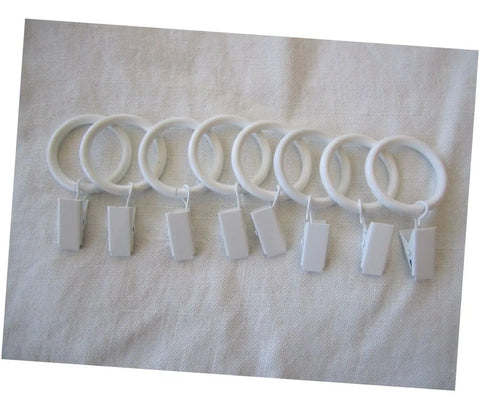 Metal Curtain Rings With Clips Set 10 Pack Heavy Duty Design For Smooth Glide On Curtain Rods with white electroplated finish