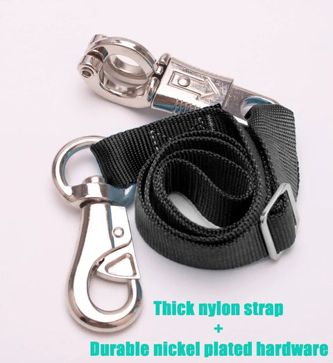 Two Pack Adjustable Horse Trailer Tie Straps 25 To 37 Inches, Built Tough Heavy Duty Nylon Tie Downs With Bull Snap And Panic Snap