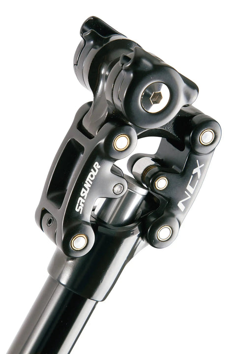 Suspension Seat Post 27.2mm By 400mm With Parallelogram Coil Spring, 50mm Travel, Stainless Bushings, 25mm Saddle Clamp Offset