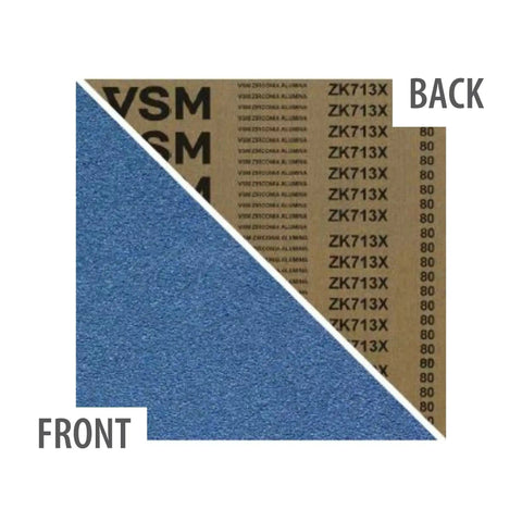 Top Shelf 3 Pack of 6X48 Inch 80 Grit Sanding Belts showing front blue grit and back labels for easy identification.