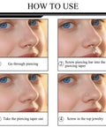 Step-by-step guide on using the 14G Piercing Taper Kit With 2mm Titanium Extension Poles for safe piercing jewelry change.