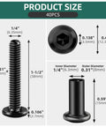 40-piece socket head cap screw and barrel nut kit showing detailed dimensions and measurements for secure furniture assembly.