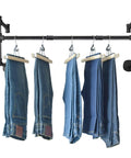 10 Pack Black Iron Pipe Nipples 3/4 Inch By 12 Inch Matte Finish Industrial Pipe Fittings used as clothing rack with jeans