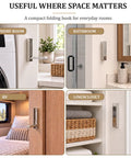 Top Shelf Fold Down Wall Hooks For Heavy Jackets And Keys Set Of Four Brushed Silver Zinc Alloy Rectangular Rack For Entryway Mudroom Slim Space Saver No Sweat Setup in various room settings.