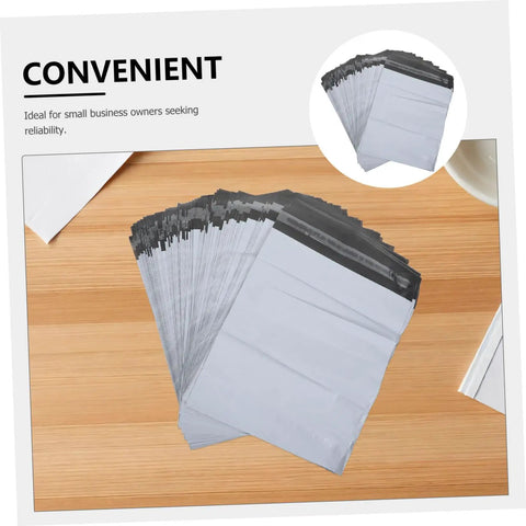 Stack of White Poly Mailers 10x14 Inch Waterproof Self Seal Shipping Bags for Apparel and Clothes