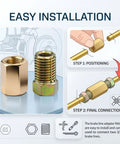 Brake Line Fittings Kit With 3/8-24 Thread, 3/16 Inch Union And Nut Set For Inverted And Double Flare, Universal Auto Brake Line Hardware For Quick DIY Friendly Install, Durable 24 Piece Car Maintenance And Repair Kit. Brass 3/16 brake line union and nut with easy installation steps