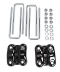 Rear Axle U Bolts And Plates Kit For Full Size 1500 Series Pickups And SUVs, zinc U-bolts, black plates, nuts and washers