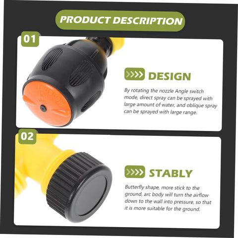 Automatic Rotating Lawn Sprinkler System For Gardens And Lawns design and stability features, nozzle close-ups shown.