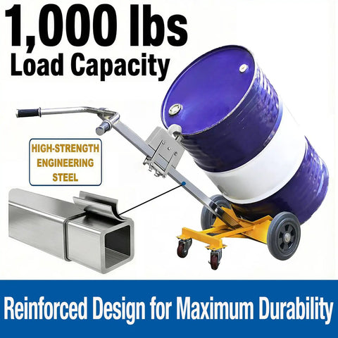 Heavy Duty Drum Truck And 55 Gallon Barrel Cart Reinforced Steel Frame Dolly With 1000 Lbs Capacity Smooth Rolling Workshop Beast That Crushes Heavy Jobs And Handles It Like A Pro