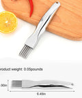 UGpine scallion cutter with stainless steel blade and silver handle; 6.49-inch kitchen chopper for green onions.