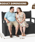 80 Gallon Outdoor Storage Bench With Wood Grain Style Resin Deck Box Waterproof And Lockable Storage Furniture For Patio Garden Or Porch Keeps Tools Cushions And Pool Gear Neatly Tucked Away In Black with product dimensions and weight capacity shown.