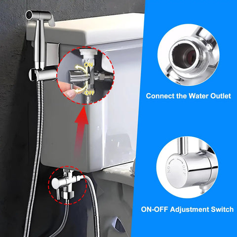 Brass Bidet T Adapter With Shut Off Valve, 3 Way Tee Connector For Toilet Bidet Attachment, diagram of fittings and switch