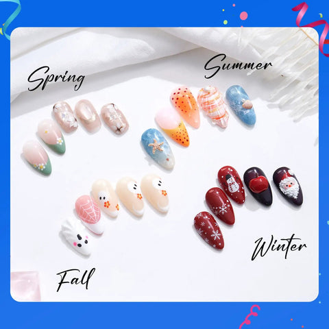 Seasonal nail art designs using Gel Nail Polish Set With 24 Vivid Colors, 18ml Bottles for at-home manicures.