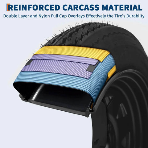 Cutaway view of 2 Pack Trailer Tire On Rim 4.80-12 480-12 4.80x12 Tires With 5 Lug On 4.5 In PCD And 12 In Wheels Black 6PR showing layers.