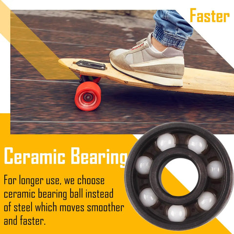 Ceramic Skateboard Bearings High Speed 608 RS Double Shielded ABEC-11 8 Pack Set for skateboards and scooters imagery.