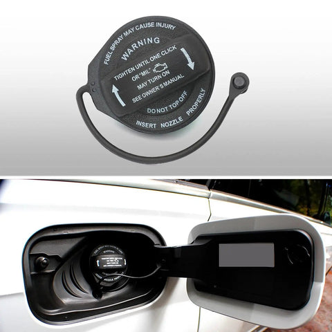 OEM Grade Fuel Cap Replacement For 5C0201550T Drop In Fit For Volkswagen And Audi Cars, top view and installed on vehicle
