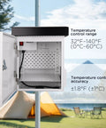 Outdoor Electrical Enclosure With Thermostat 100W Heater And 12W Fan IP65 Waterproof open showing interior setup