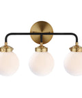 22 Inch Brass Gold Black White 3 Light LED Wall Sconce Vanity Lighting With Clear Glass Globe Shades For Bathroom Mirror And Hallway Modern Vibe Sleek Contemporary UL Listed