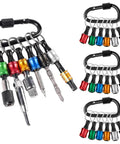 18Pcs One Quarter Inch Hex Shank Drill Bit Holder With Quick Change, Aluminum Alloy Socket Set, Keychain Holder