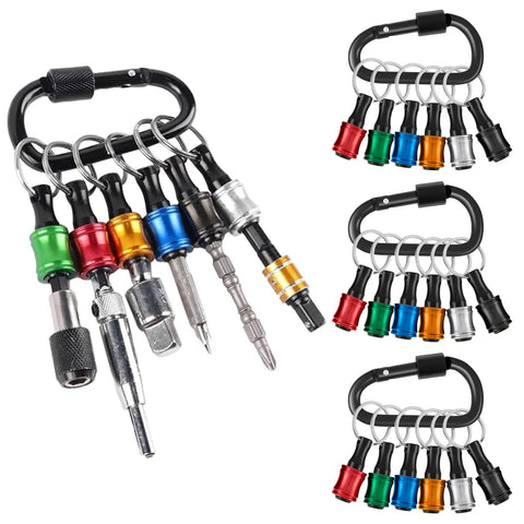 18Pcs One Quarter Inch Hex Shank Drill Bit Holder With Quick Change, Aluminum Alloy Socket Set, Keychain Holder