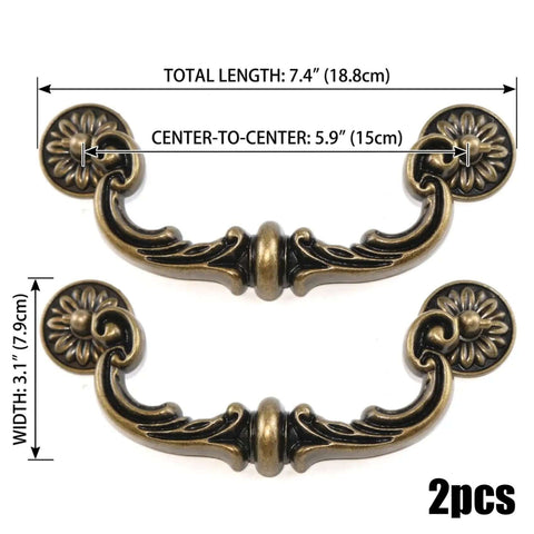 Two Pack Bronze Heavy Duty Cabinet Pulls 6 Inch Center To Center Ornate Floral Dope Vintage Vibe Dresser Drawer Handles