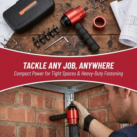 Cordless Drill Electric Rivet Gun Adapter Kit For Quick Install Nutsert Tool Set Perfect For Metalworking Auto Repair And DIY Projects To Save Labor And Work Like A Boss, red aluminum adapter with M3-M10 mandrels