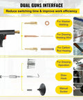 Dual guns interface for DIY Friendly Professional Dent Repair Kit With 1.8KW Spot Welder And Stud Welder, parts labeled for various operations