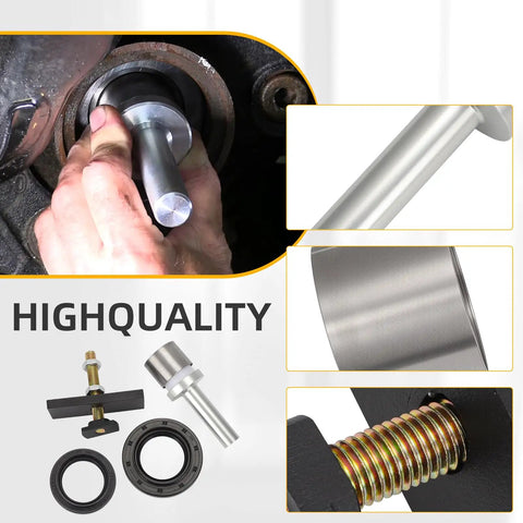 Installation of Toyota 8 Inch CV Axle Bearing Puller Seal Kit For 4Runner Tacoma FJ Cruiser showing tools and components