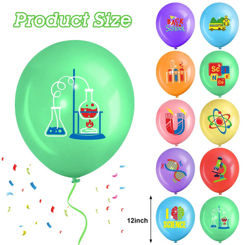 40 Piece Science Party Balloons Set, 12 Inch Latex Balloons With Mad Scientist Lab And Chemistry Theme For Birthday, Classroom, School, Holiday Party Decor